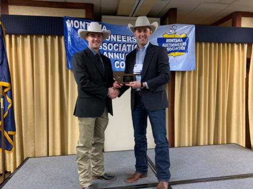 2020 Montana Auctioneers Association Rookie Champion Cole Morrison with MAA VP Nick Bennett